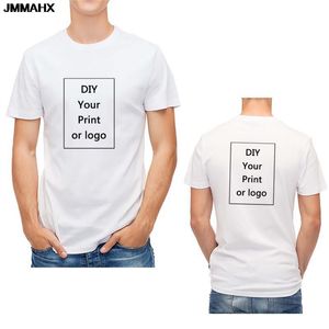 Impressão de moda personalizada camiseta masculina harajuku diy foto logotipo tops camisetas camisetas unissex roupas masculinas casual camiseta branca