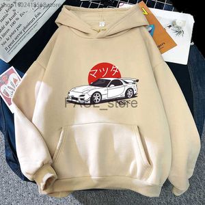 Felpe con cappuccio da uomo Felpe con cappuccio Anime Initial D Mazda RX7 Felpa stampata Uomo Moda Top Felpa con cappuccio Streetwear Donna JDM Automobile Culture Y2k Abbigliamento x0720