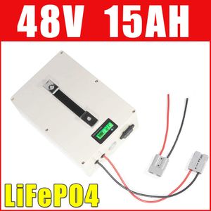 Batteria 48V 15AH LiFePO4 48V 1000W bici elettrica batteria agli ioni di litio custodia impermeabile display LCD
