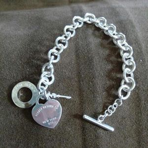 Очаровательные браслеты классический стиль оригинальный логотип бренд S925 Silvers Women Bracelet Bracelet Toggle Key Key Tag Pulseira Fine Jewelry Gift266H