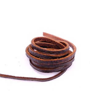 Cordão de Couro Genuíno Plano Cordão de Tira de Laço de Couro Natural Cordão Trançado para Fabricação de Joias Pulseiras Trançadas Colares Bolsas Bainhas de Facas