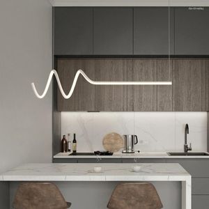 Chandeliers Modern Minimalist Long Strip LED Restaurant Lights Nordic Office Study Dining Hall Bar Pendant