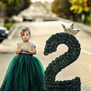 2019 Echtbild-Tüll-Spitze-Blumenmädchenkleider mit Juwelenausschnitt, Ballkleider für kleine Mädchen, mit Schnürung am Rücken, lang, Kindergeburtstag, Prinzessin 281Y