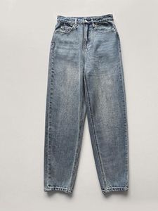 Kvinnors jeans denim avsmalnande byxor Bomull vintage hög midja fast färg kvinnlig 2023