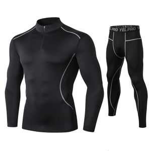 Высокий воротник Winter Thermo Men Long Johns Thermal Clothing Rashgard Kit Sport Compression Rowear1977