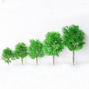 Dekorative Blumen, 10 Stück, Miniatur-Baum-Landschaftsmodell, handgefertigt, kleine Banyan-Sandkasten-Architekturszene aus Kunststoff