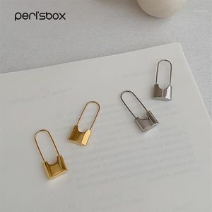 Hoop & Huggie Peri'sBox Unique Design Gold Lock Earrings For Women Small Safety Pin Hoops Minimal Jewelry1257Z