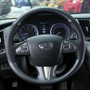 El Dikiş Infiniti Q50274s için üst deri karbon fiber direksiyon kapağı