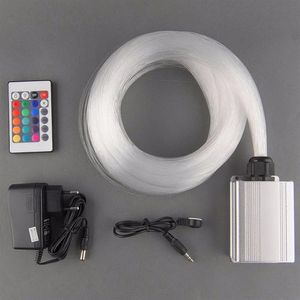 DIY Neon sign 5W RGB LED light engine 200pcs 0 75mm 2M long end glow PMMA optical fiber kit 24key IR remote278M