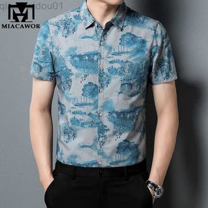 Camisas casuais masculinas nova marca original verão camisas de manga curta masculina qualidade superior impressão de luxo ajuste fino camisa masculina masculina roupas c888 l230721