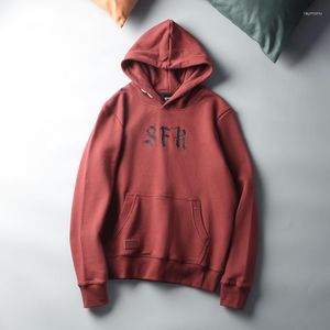 Herrtröjor Autumn Winter American Retro Heavyweight Letter Tryckt Huven Huvmode förtjockad Velvet Casual Youth Sweatshirts