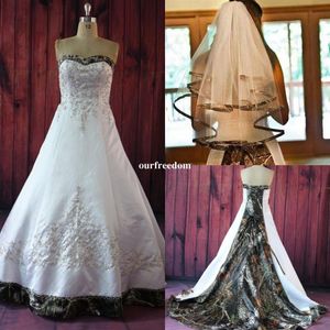 Eleganckie liniowe sukienki ślubne haftowe koraliki koronkowe koronki w górę Court Train plus size vintage country ogród ślubne suknie ślubne WI307X