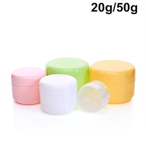 100 X Contenitori vuoti per barattoli di crema per imballaggio cosmetico 20ml 50ml Bottiglie di plastica per crema di colore PP macoron fai da te per cosmetici261N