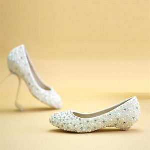 Cerimonia di nozze Scarpe con tacco a zeppa Abito da sposa Scarpe da festa per l'anniversario di matrimonio Scarpe per la madre della sposa Perle rosa e avorio284e