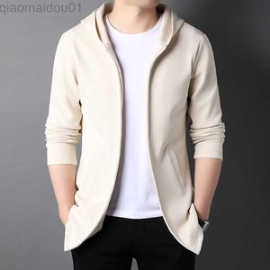 Men's Jackets High Quality Hooded Jackets Men Fashion Brand Casual Solid Color Hooded Collar Zipper Jackets For Men Coats Mens Clothes 2022 L230721