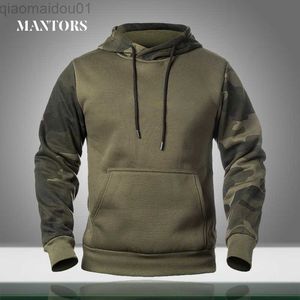 Herrtröjor tröjor Autumn Men Military Hoodies Camouflage Fleece Casual Tactical Mens Spring Camo Sweatshirts Hip Hop Hooded Pullover Löst kläder L230721