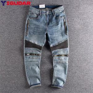 Män jeans herrar harem byxor modefickor desering löst fit baggy moto män stretch retro streetwear avslappnad 230720