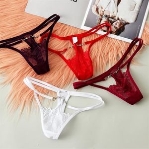 Women's Panties Sexy Erotic Lingerie G-string Women Lace Flowers Low Waist Briefs Transparent T-back Underwear Fashion Underp255r