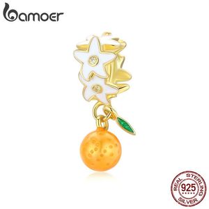 925 Sterling Silver CZ Orange Fruit Charm Beads for Original Bracelet Silver 925 DIY Jewelry charm Accessories SCC1715 210512286k