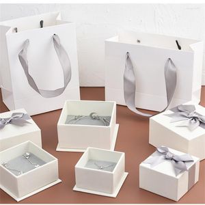 Schmuckbeutel, Band, Schleife, Organizer für Frauen, Papier, Geschenkbox, Verpackung, Ringe, Ohrring, Armband, Halskette, Etui mit Schwamm