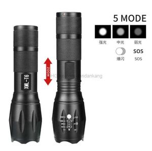 Hot 2000LM XM-L T6 LED Zoomable 18650 Flashlight Torch Focus Lamp portable zoom dimmer flashlights lamps 5 mode Powerful Self-defense outdoor Torch Light