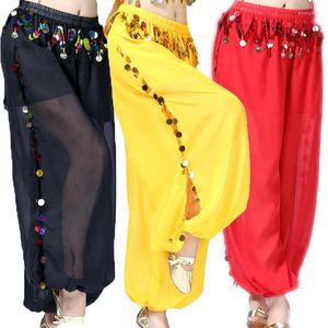 Abbigliamento da palestra Costume da danza del ventre da donna Pantaloni Harem Pantaloni lunghi Abiti di Bollywood Spettacolo di carnevale Chiffon Elastico in vita