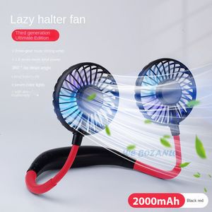 Diğer Ev Bahçesi USB Taşınabilir Fan Soğuk Eller Ücretsiz Boyun Asma Şarj Edilebilir Mini Spor 3speed Ayarlanabilir Çift Ofis 230721