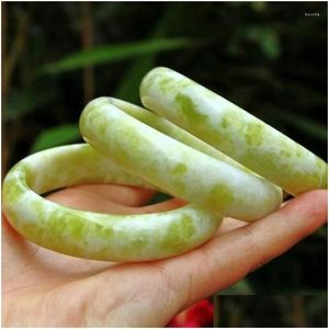 Bangle Real Jades Bangles Women Fine Jewelry Accessories Genuine Natural Lantian Jade Stone Lucky Amet Bracelets Ladies Gifts Drop De Dh4Rw