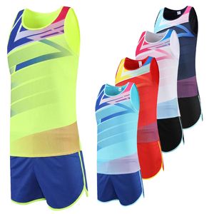 Herrspårar 2 PCSSet Men Running Set Marathon Children Women Passar Kläder som kör jogging Track and Field Praining Workout Suit 230720