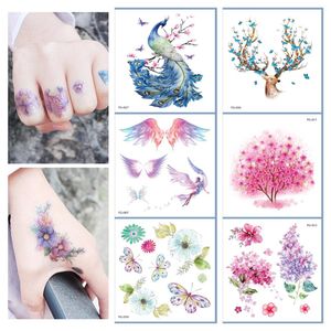 24 tipi glitter polvere tatuaggio usa e getta autoadesivo temporaneo corpo colore sfumato 3d farfalla pavone unicorno tatouage temporaire
