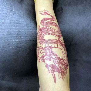 Красные китайские драконы временные наклейки для тату