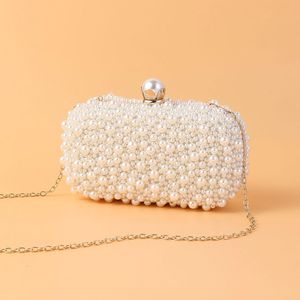 Kvällspåsar Pearl Bridal Clutch Wedding Handbag Women Mini Purse Luxury Party Elegant Chain Shoulder Bag B519 230720