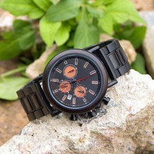 Wristwatches Men's Wood Wrist WatchMultifunctional Waterproof Business Personalized Quartz Clock Wooden Wacthes Him Gifts Relojes Hombre