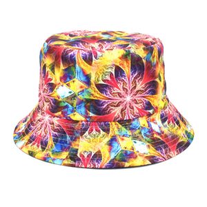 Tiedye Fisherman Hat Men and Women Street Trend Double Basin Hat EuropeとJean Bucket Hats for Teens Girls Womens Hats