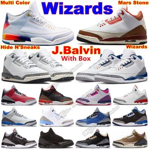 Tênis de basquete Js Balvin Multi Color Hide N Sneaks para homens e mulheres Wizards Archaeo Brown Napolitan Mars Stone Barely Grape White Cement Reimagined UNC Sneakers