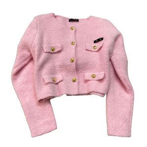 23 FW Women Sweaters Knits Designer Tops With Letter Sign Buttons Vintage Runway Brand Crew Neck Designer Crop Top Shirt High End Elasticity Cardigan Outwear Jackets