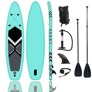 Kajaktillbehör Lindo Uppblåsbar Stand Up Paddel Board Sup Surfboard Water Sport Surf Set With Tail Foot Rope Inflator 230720