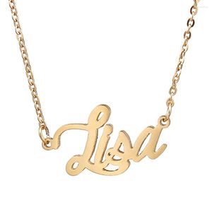 Naszyjniki wiszące Lisa tablica znamionowa dla kobiet biżuteria ze stali nierdzewnej złota złota nazwa łańcuch femme matki przyjaciele prezent