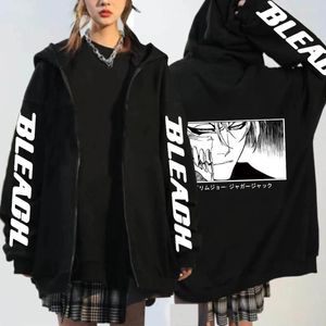 Men's Hoodies Anime Bleach Ichigo Kurosaki Zipper Women Vintage Cartoon Korean Version Oversized Loose Comfortable Hooded Sweatshirts