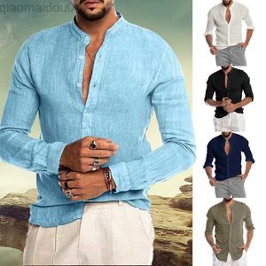 Men's Casual Shirts Men Cotton Linen Shirts Long Sleeve Slim Fit Formal Tops Tee Polyester Autumn Summer Casual Handsome Men Shirts L230721