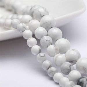 High Quality Natural White Turquoise Stone Beads DIY Bead Bracelet Jewelry Material Round Loose Stone Beads 4 6 8 10 12 14mm253P