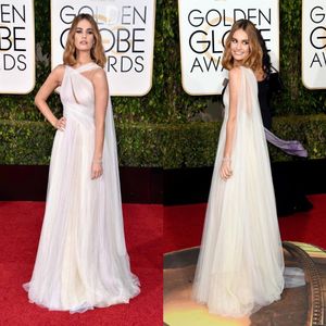2021 Golden Globe Award Lily James Formal Celebrity Evening Dresses Tulle Floor Length Prom Party Gowns2149