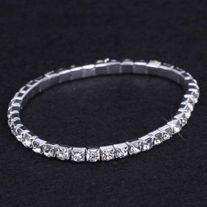 24 Stück Lot Hochzeit Brautschmuck Elastischer Kristall Strass Stretch Silber Damen Armband Armreif Ganzes Hochzeitszubehör232o