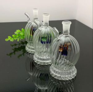 Mini-striped round-bellied glass cigarette kettle Wholesale Bongs Oil Burner Pipes Water Pipes Glass Pipe Oil Rigs Oil