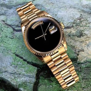 Luxe Heren Horloges 2813 Mechanische Automatische Horloges Puur Zwart Gezicht Saffierglas President Band Designer Waterdicht 207j