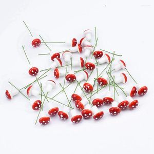 Decorative Flowers 100Pcs Red Artificial Bubble Mushroom Home Decoration Christmas Garland Ornamental Flowerpot Candy Box Handmade Festival