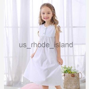 Pajamas Summer Children's Nightgown Baby Girls Clothes Lace Spliced Kids Sleepwear Vintage Princess Home Wear Long Sleeve Pajamas Y785 x0721