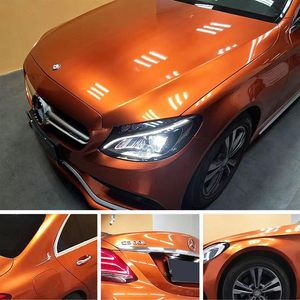 Envoltório de vinil laranja metálico brilhante premium estilo envoltório de carro com bolha de ar brilho perolado adesivo de vinil metálico com bolhas de ar 239l