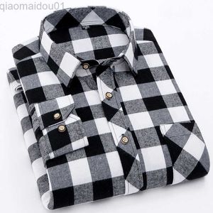 Camisas casuais masculinas camisa xadrez de flanela masculina 2022 moda vestido camisa masculina casual quente macia camisas de manga comprida camiseta masculina chemise homme L230721