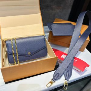 Designer-Taschen, Luxus-Designer-Damentasche, Handtasche, Damen-Schultertaschen, Leder, Originalverpackung, Ketten-Lederriemen, Messenger-Geldbörse mit Kartenhalter, Schlitz, Clutch